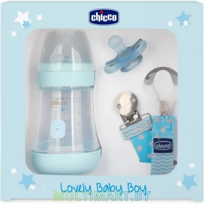 Набор CHICCO PERFECT 5 бутылочка пластиковая 150мл пустышка силиконовая голубой 00020211620000 Набор CHICCO PERFECT 5 бутылочка пластиковая 150мл пустышка силиконовая голубой 00020211620000