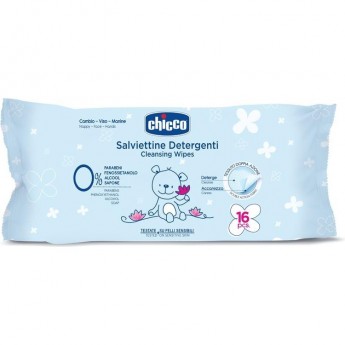 Очищающие салфетки CHICCO, 16 шт, Голубой